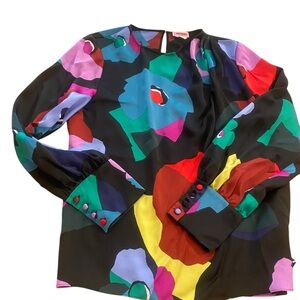 Kate Spade Women’s Floral Colorful Vibrant Collage Women's Top Size large New